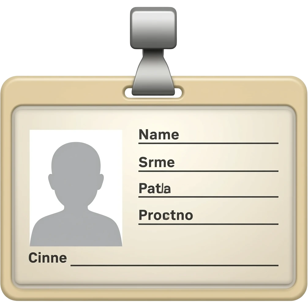 id card name only no photo cream color emoji