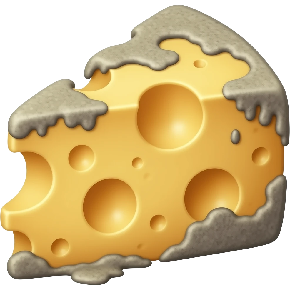 A moldy, rotten piece of cheese emoji