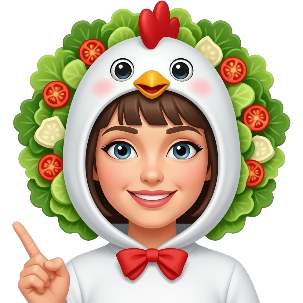 woman in chicken caesar salad costume emoji