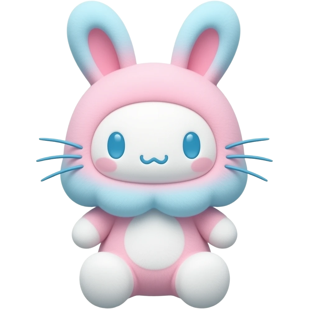 Cotton candy bunny sanrio pink & blue plush toy emoji