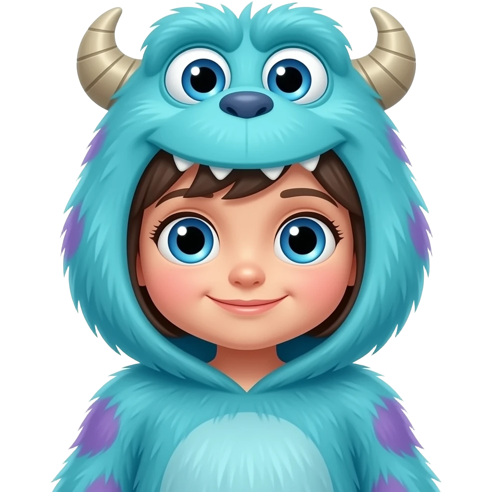 Little girl from Monster Inc with costume emoji