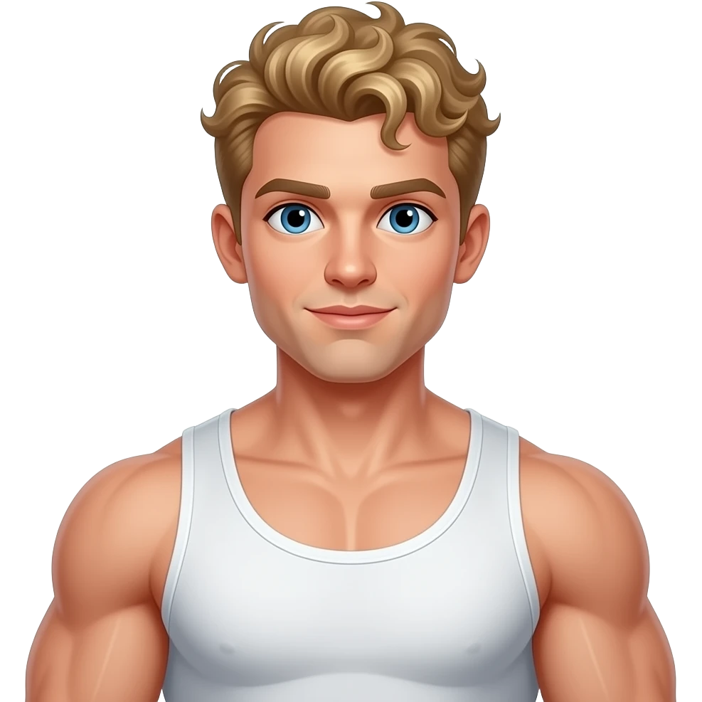 Muscle man with curly blonde hair big boobs emoji