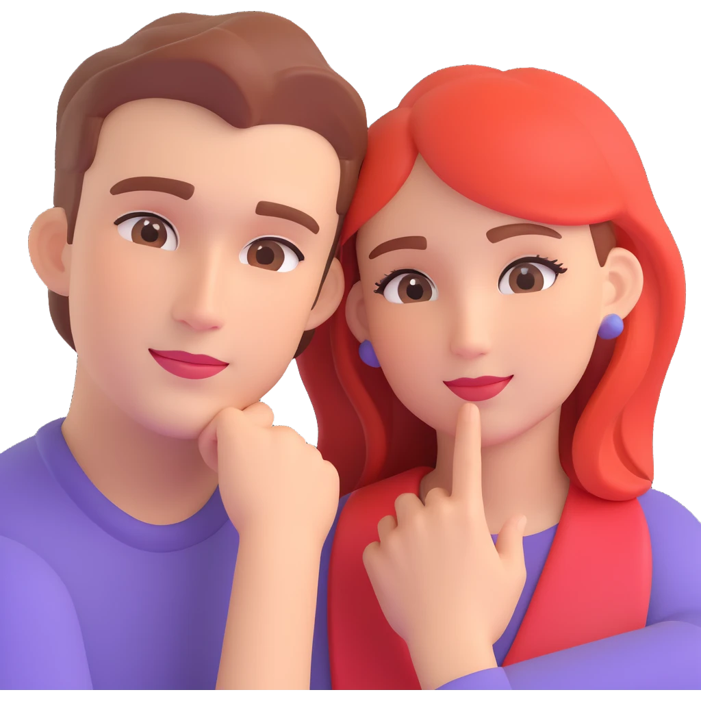 couple posing, close up pose, living room background emoji
