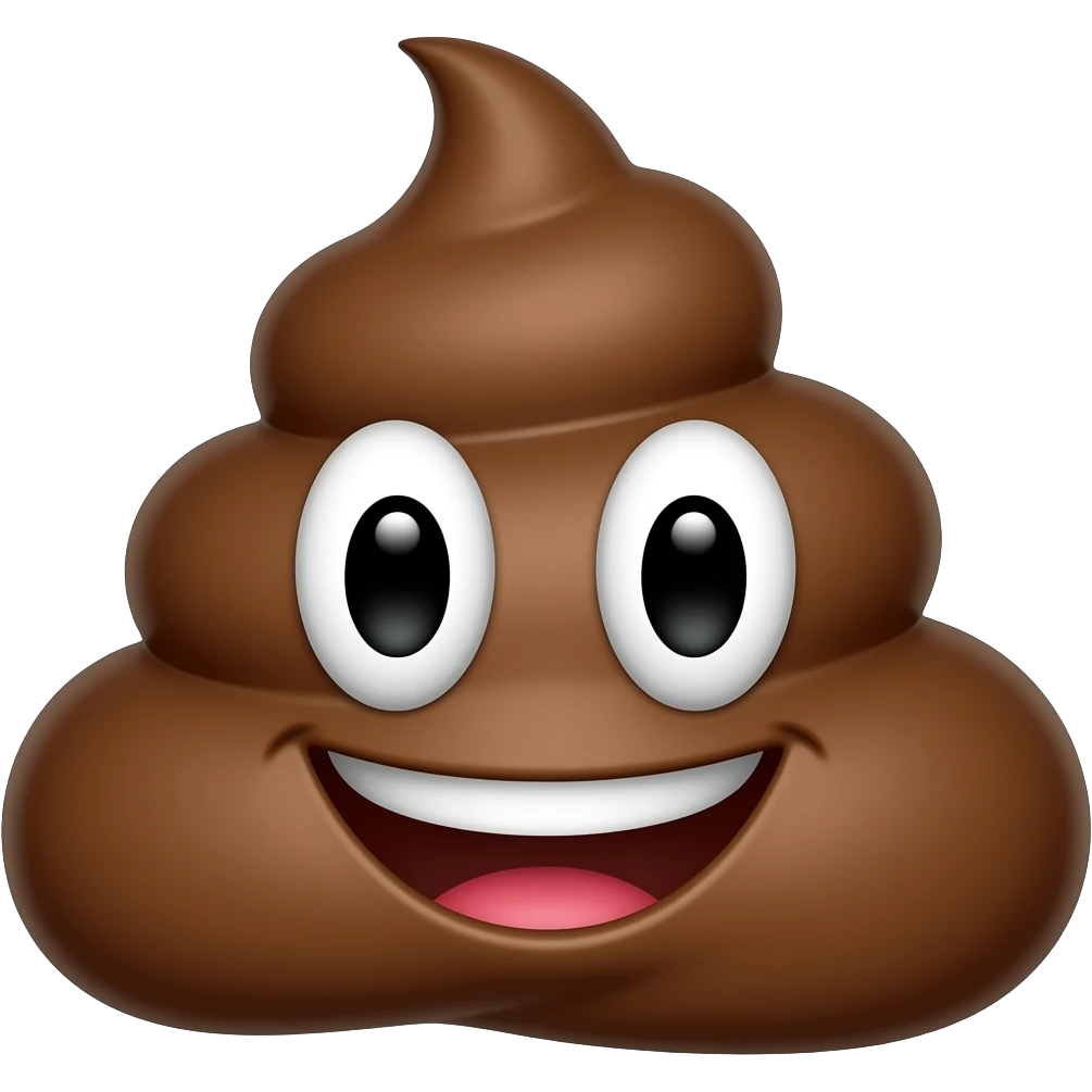 A happy poop emoji with a smiling face, designed in a colorful rainbow style.. emoji