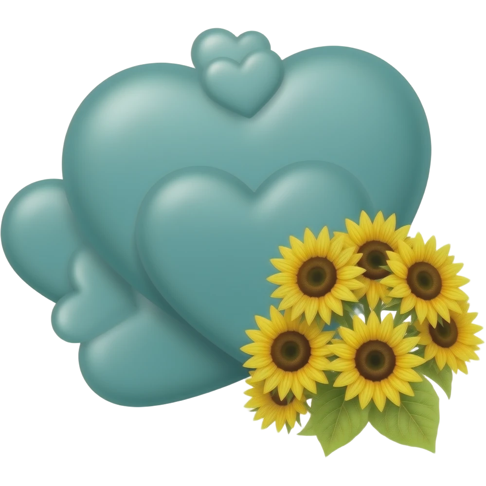 teal hearts together with sunflowers emoji