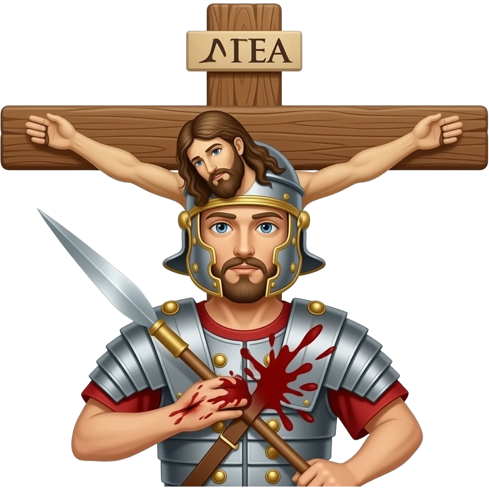 Roman soldier spears Jesus’s side at the cross after he dies and blood comes out emoji