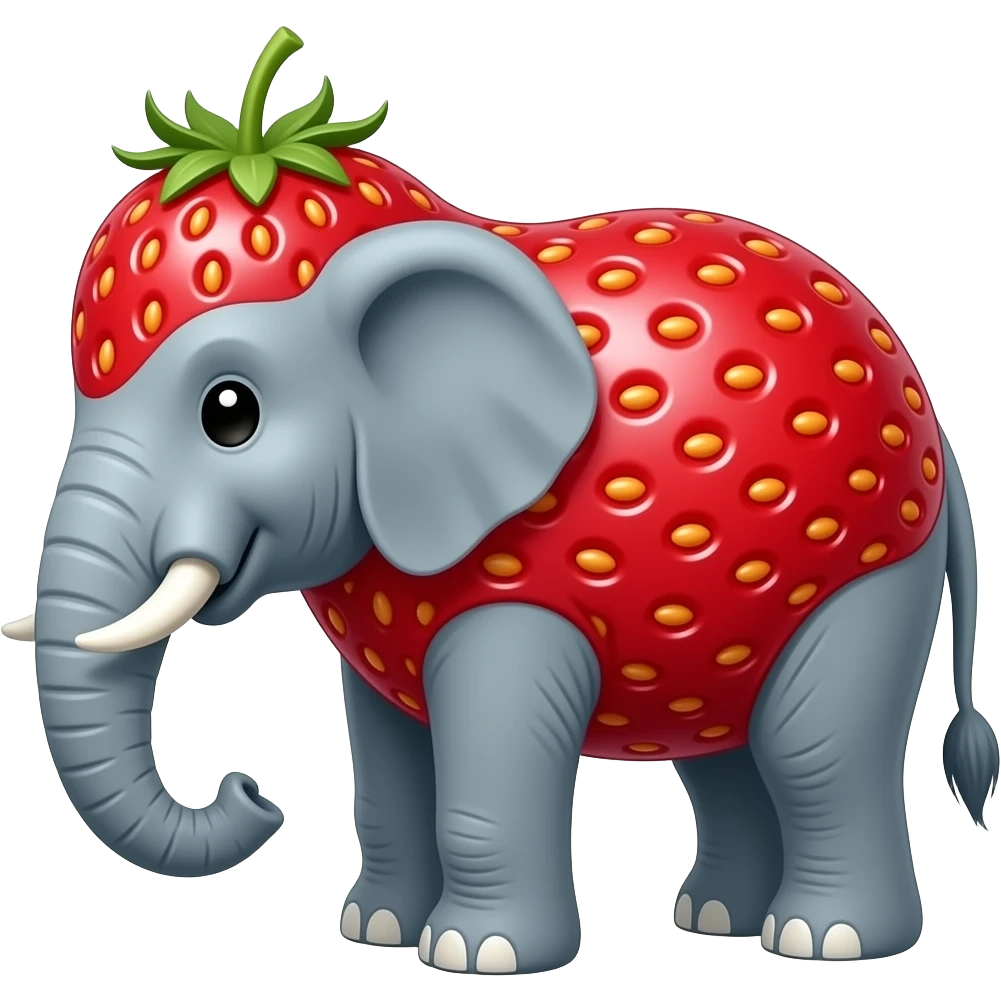 an elefant with a strawberry body and a strawberry head emoji