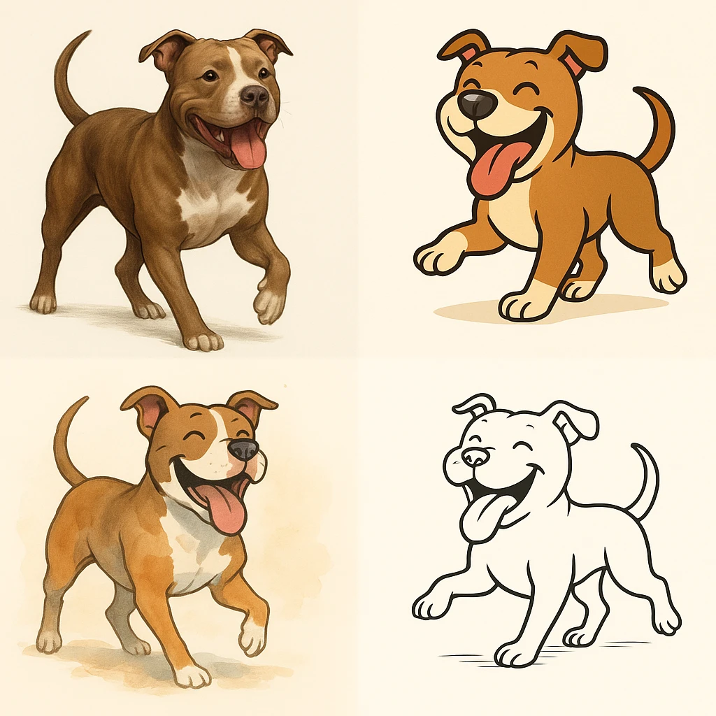 pitbull playing, varied style, simple background emoji
