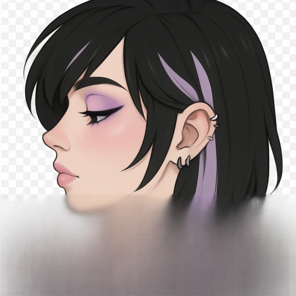 emo girl profile, pastel makeup, no background emoji
