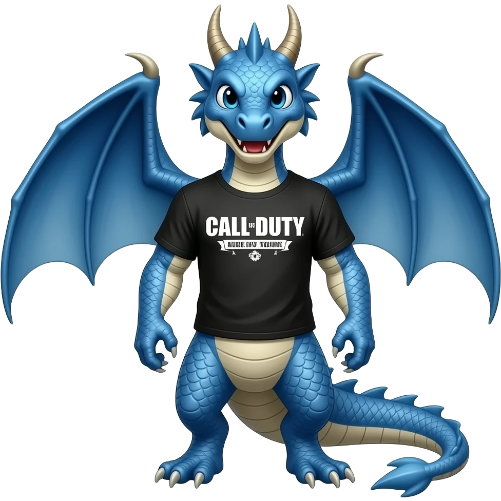 Blue dragon wearing call of duty Shirt emoji