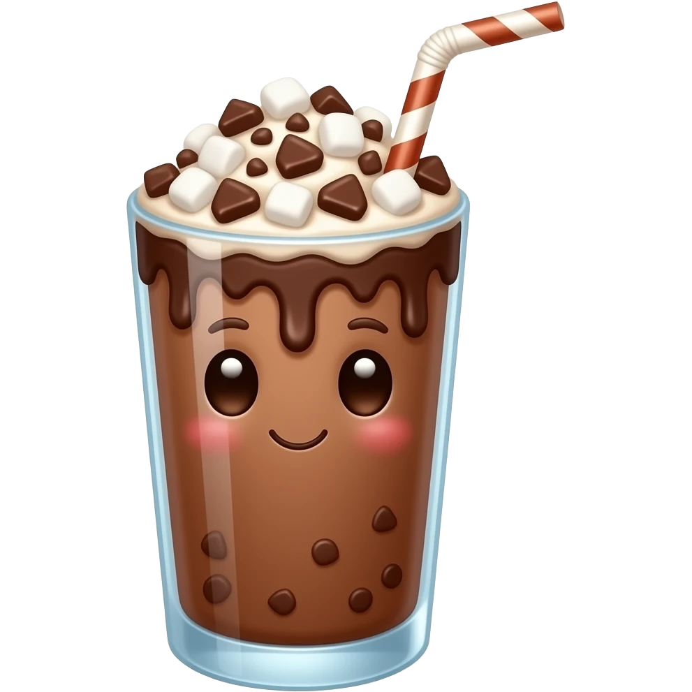 Cute girly chocolate milk with chocolate and marshmallows and straw emoji