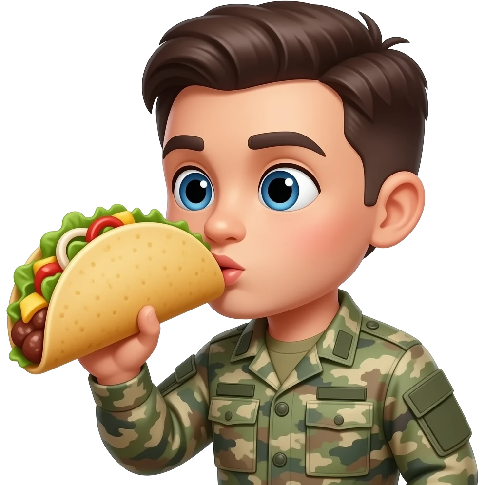 Soldier romantically kissing taco emoji