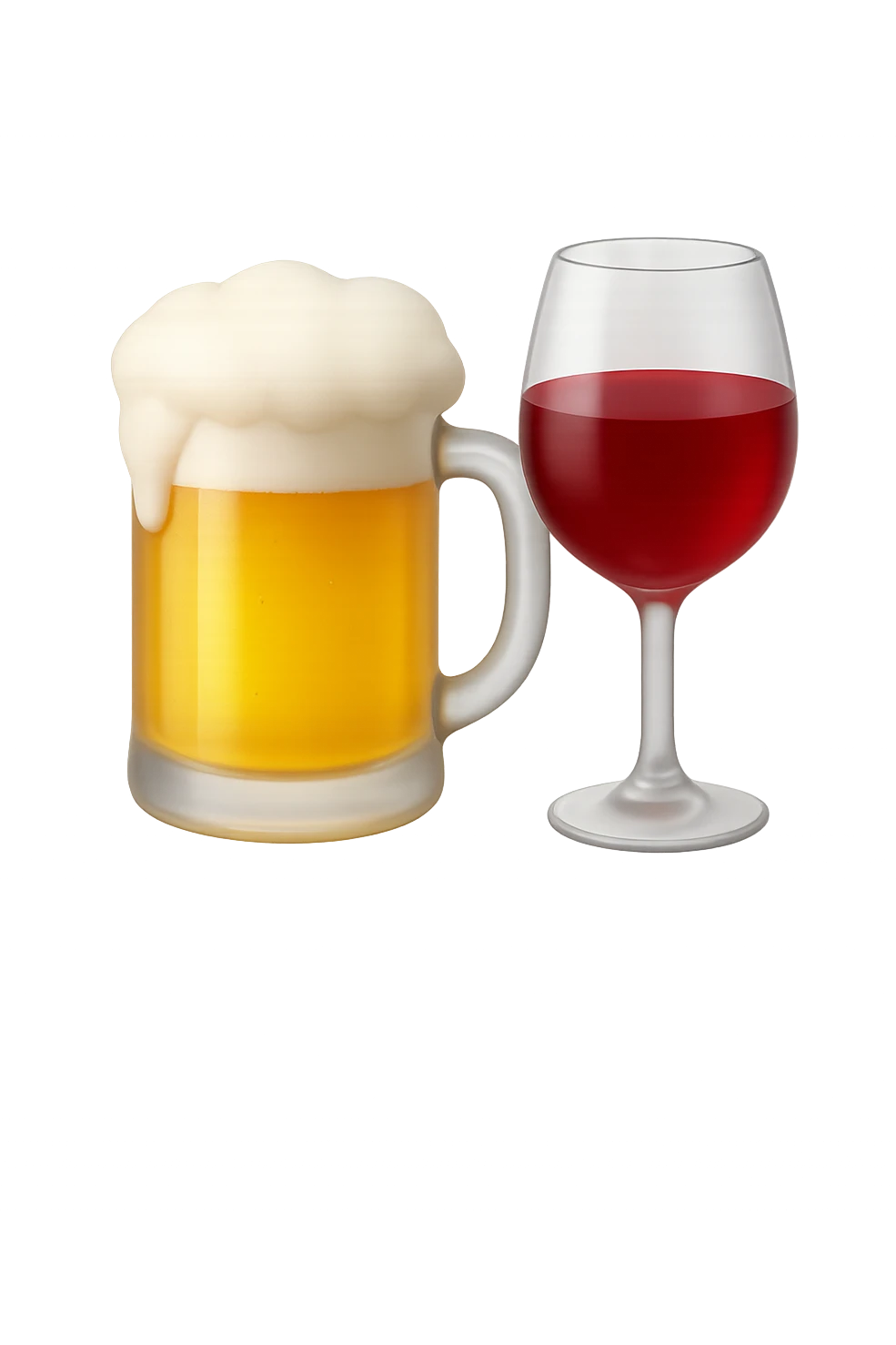emoji 3d stile iphone che rappresenta un boccale di birra e un calice di vino rosso 3d emoji