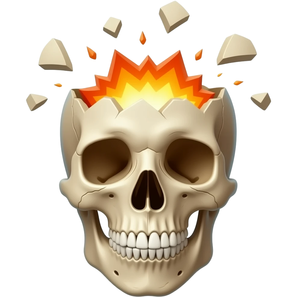 Crâne avec le haut exploser avec les debris et avec la tête ouverte emoji
