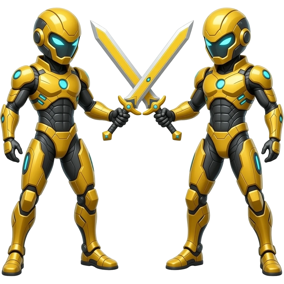 A yellow future sword duel emoji