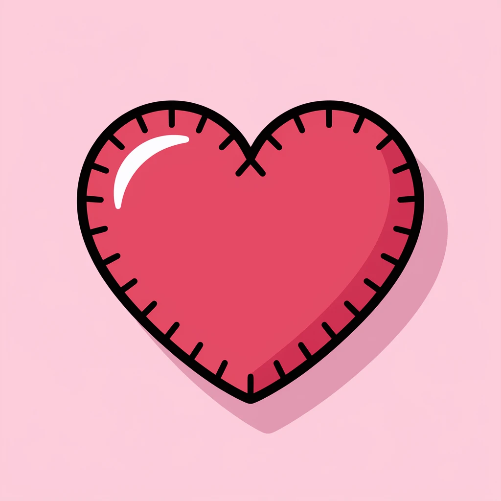 heart with a stitched border emoji