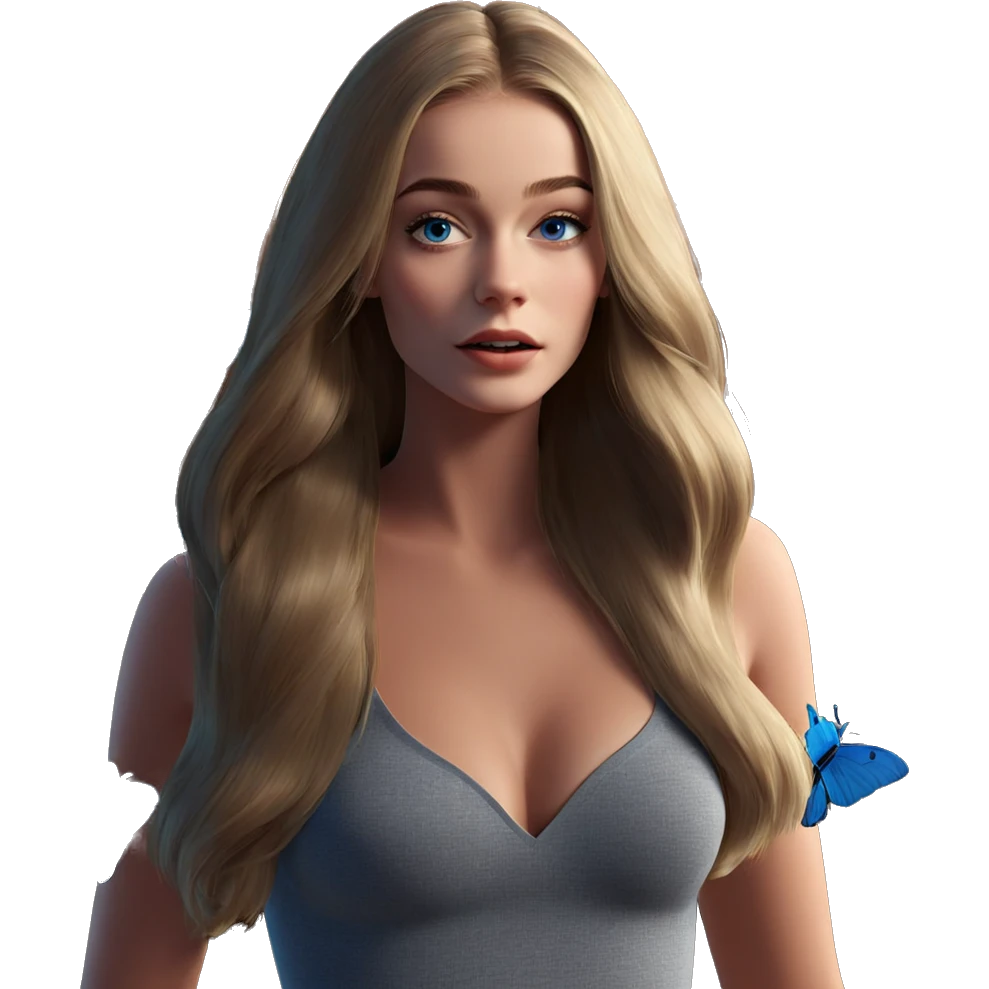 girl with blue butterfly emoji