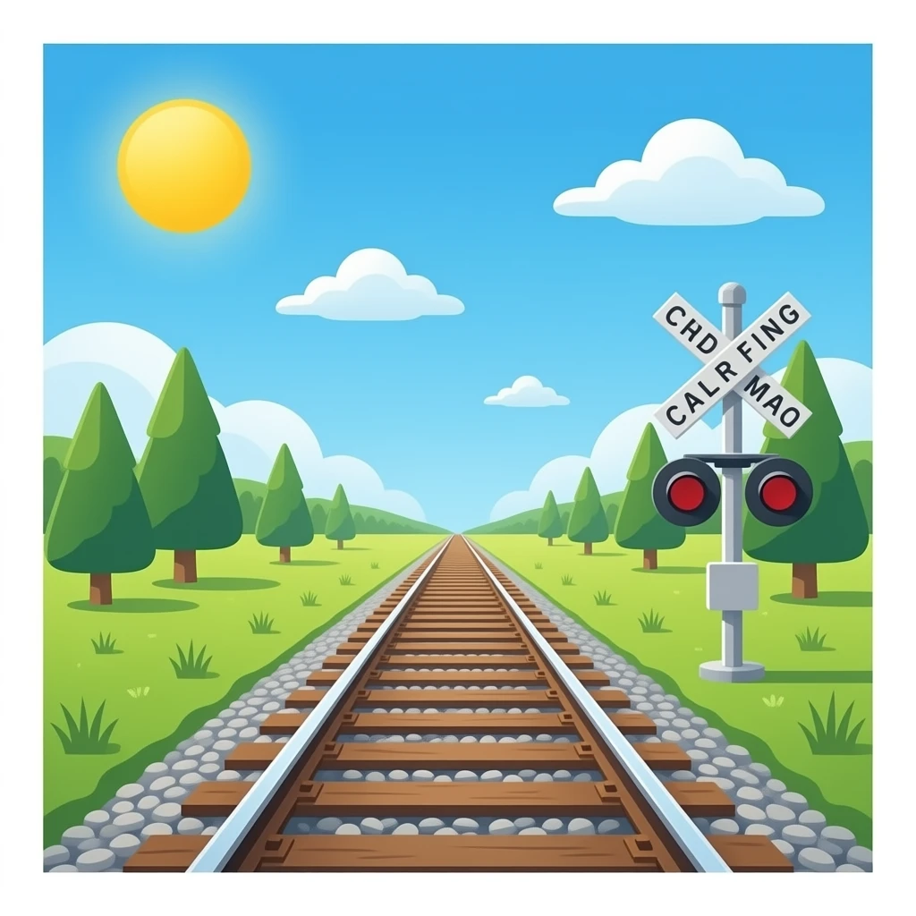 Railroad crossing ahead emoji