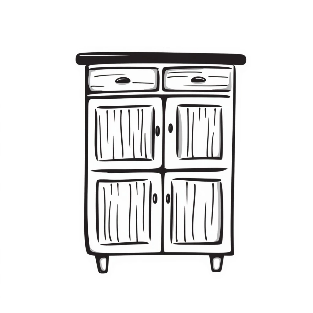 hand drawn doodle style kitchen cabinet made of wood emoji