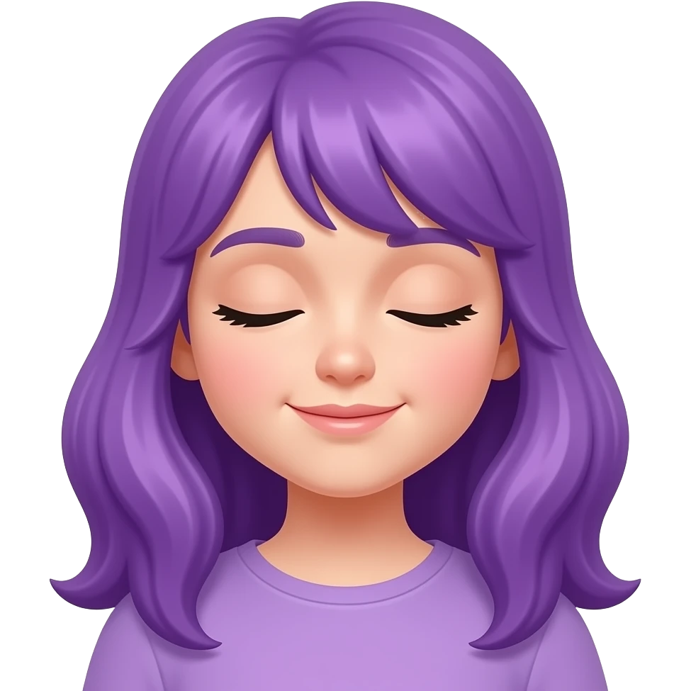 GIRL WITH LONG PURPLE HAIR IS DREAMING emoji