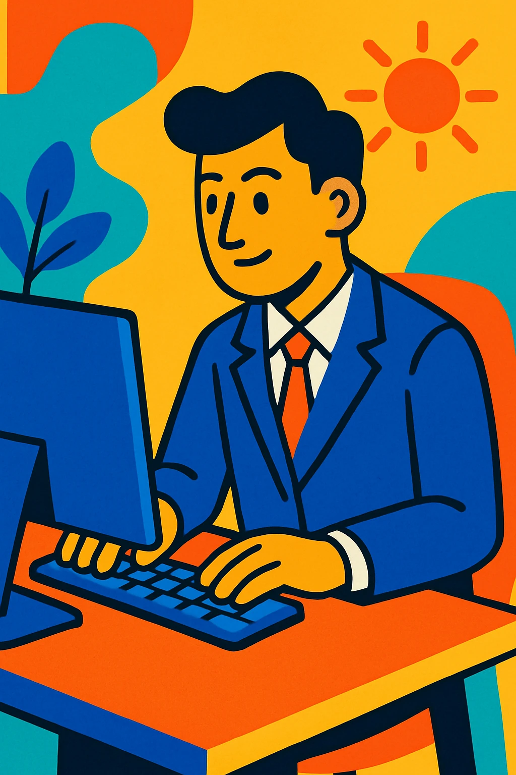 A person in a business suit working on a computer emoji