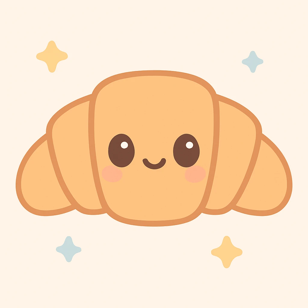 a caramel croissant, kawaii style emoji