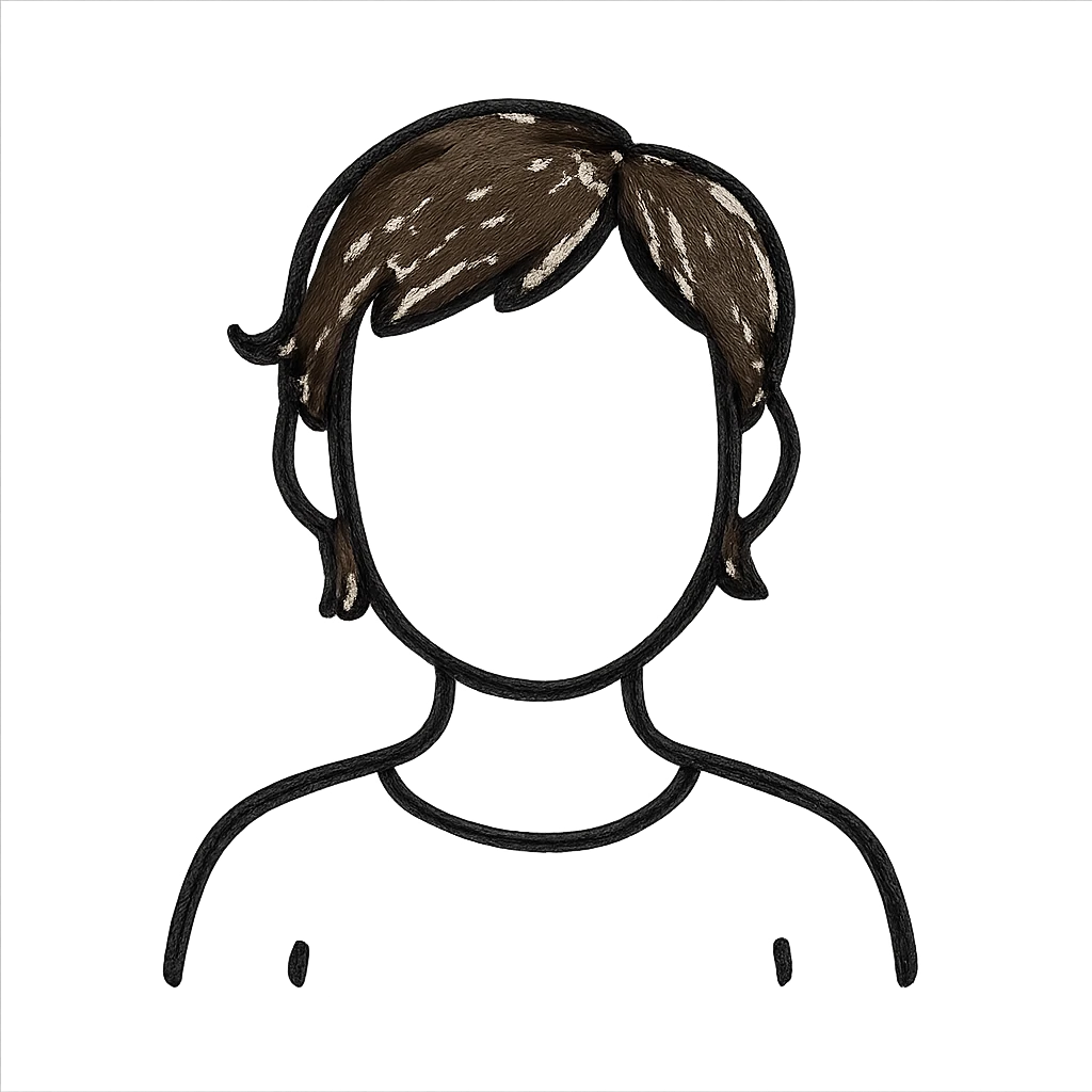 icon of a person with brown hair, minimalist style, transparent background emoji
