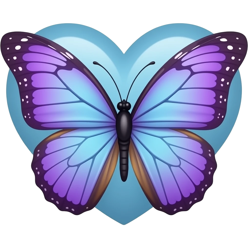 Purple and blue butterfly heart emoji