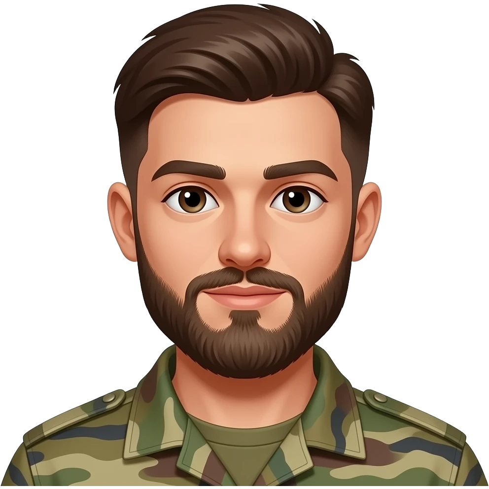 молодой человек с бородой и призывник лет 18 emoji