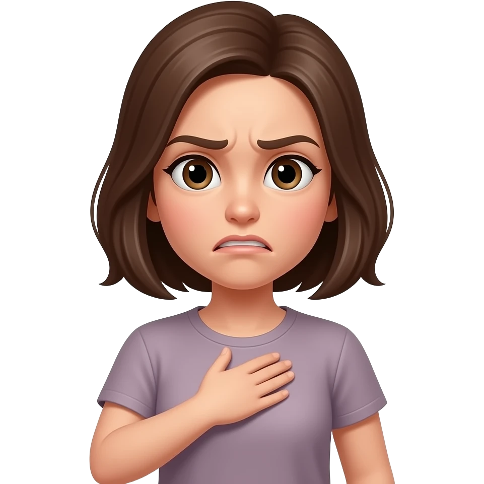 Looks like messages emoji Girl with one hand on chest because offended disgusted face emoji emoji