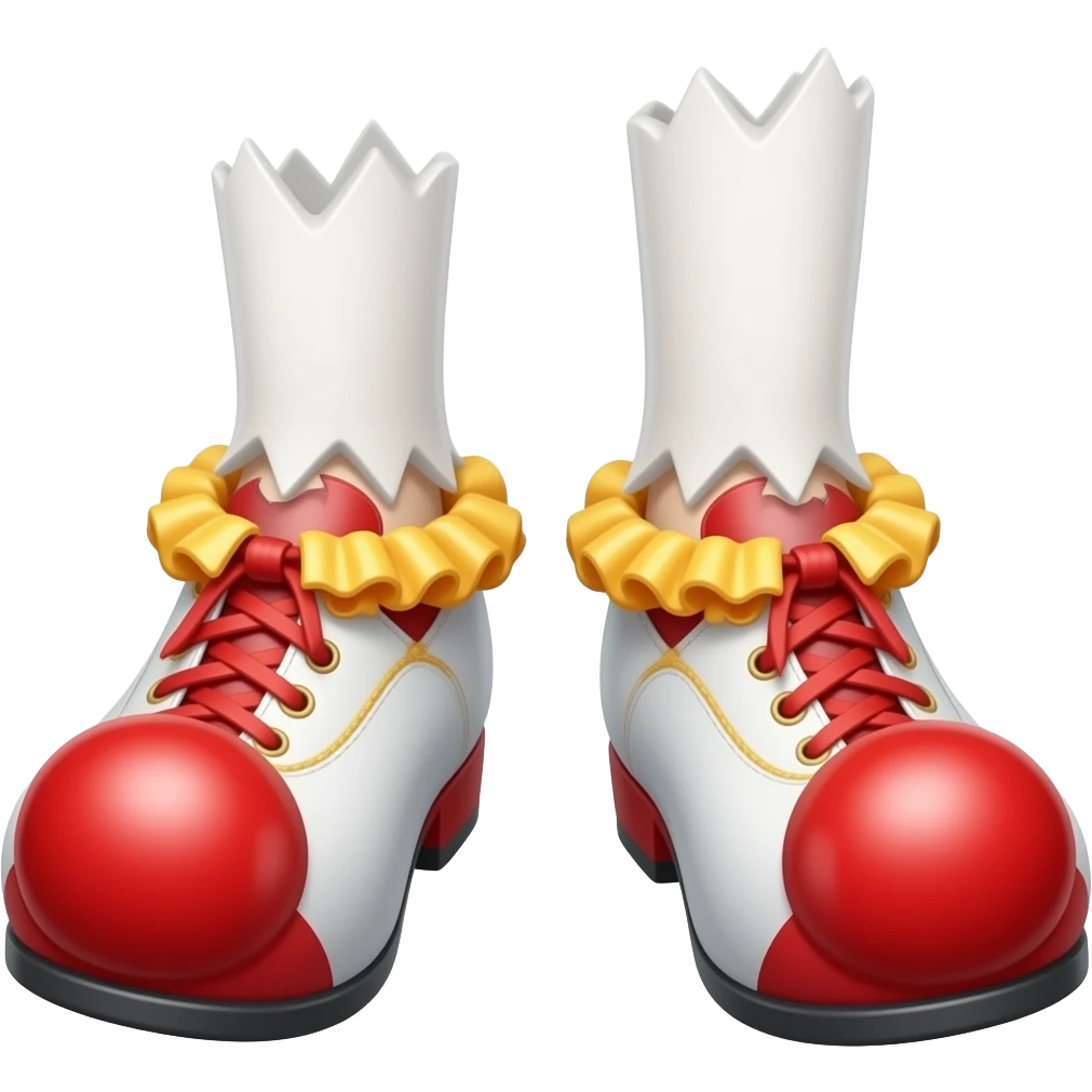 White feet with red toenails ripping of clown shoes emoji