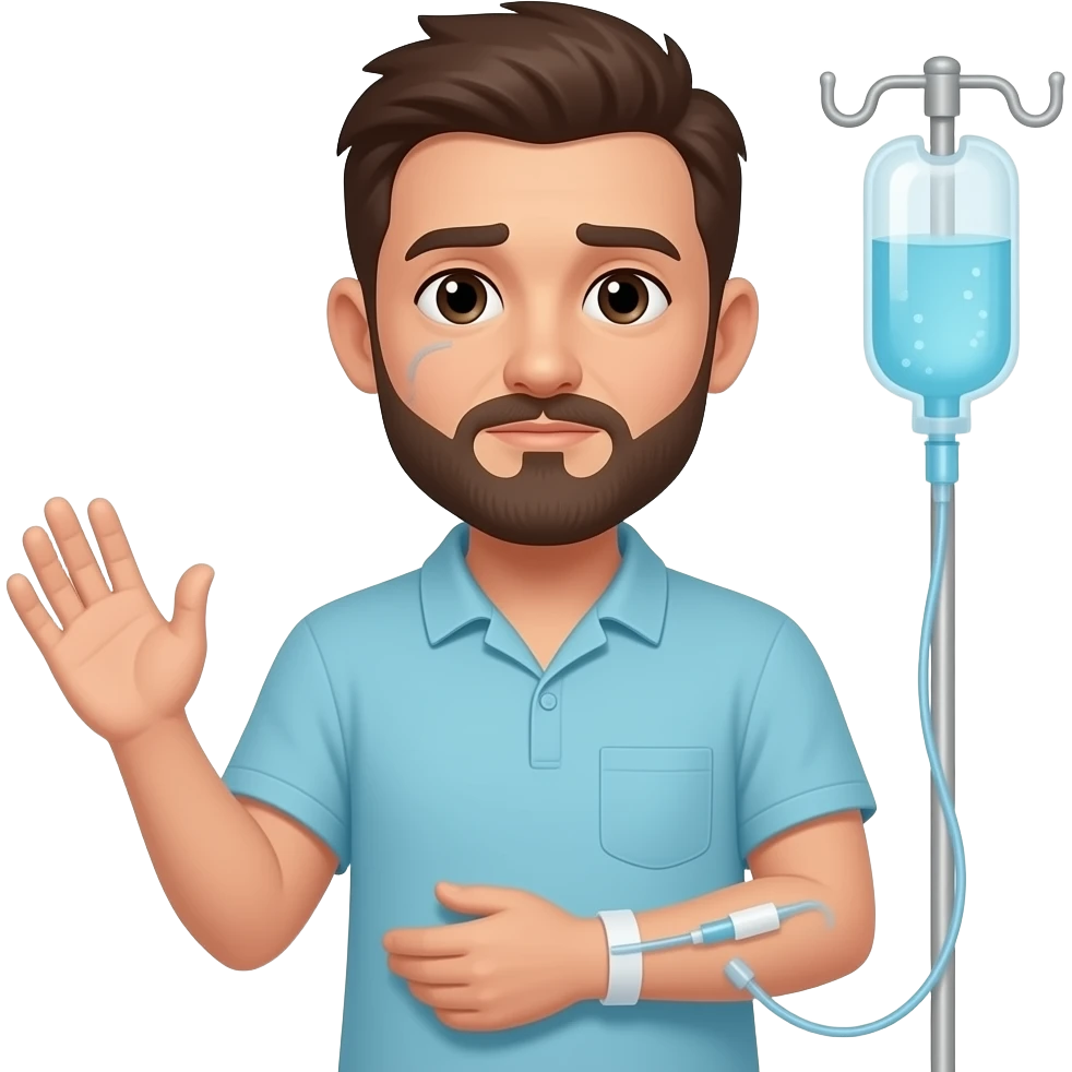 sick patient receiving i.v. chemotherapy in their arm emoji