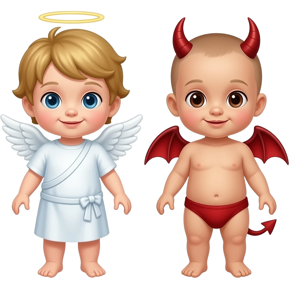Angelic cherub versus a demonic baby emoji