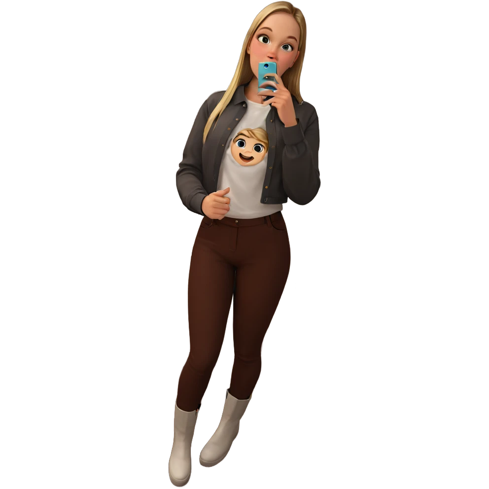 selfie of girl in white shirt emoji