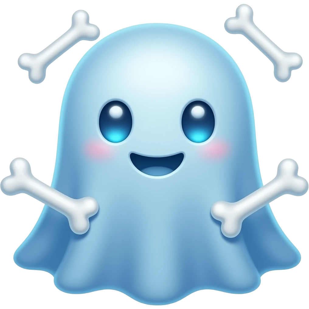 Kawaii blue ghost emoji
