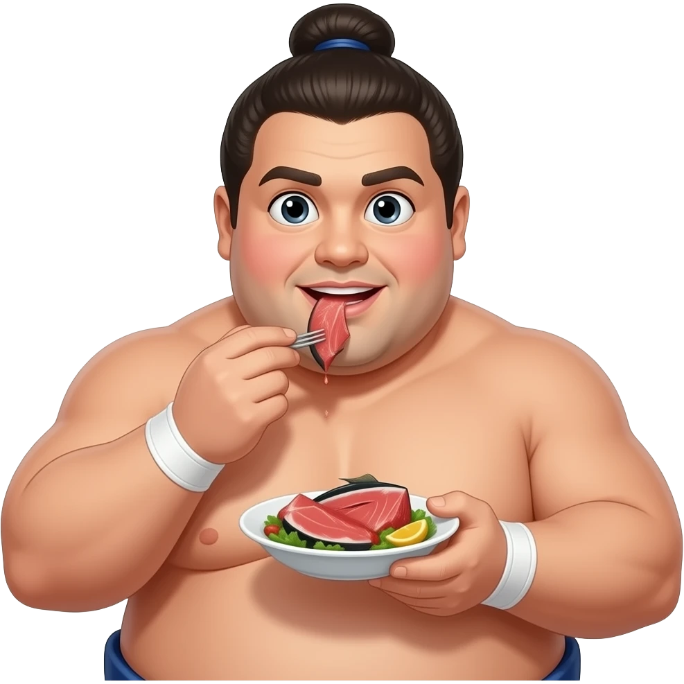 Very fat bo bichette as a sumo wrestaler eating a ta emoji