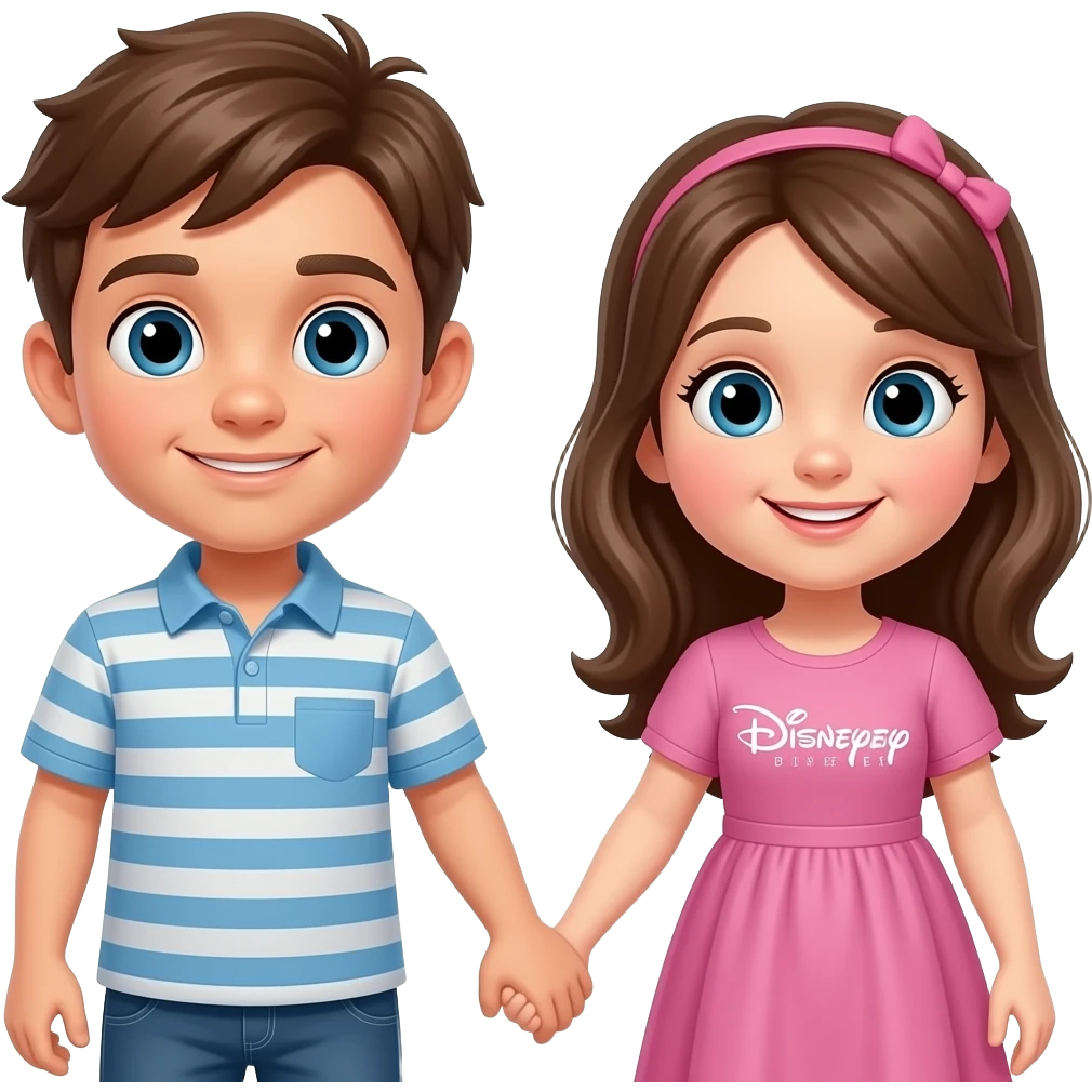 Boy and girl at Disneyland holding hands emoji