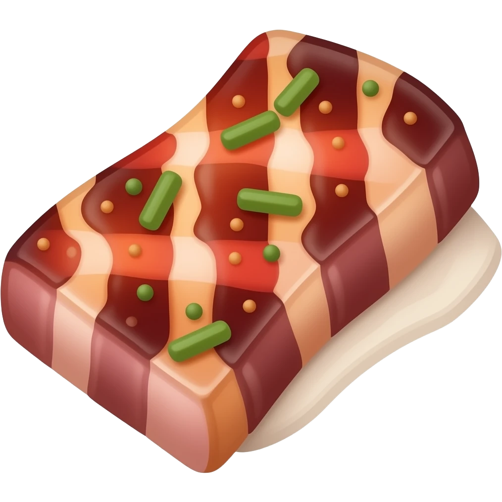 kawaii grilled pork belly emoji, korean samgyeopsal on grill, sizzling meat, simple cute icon style emoji