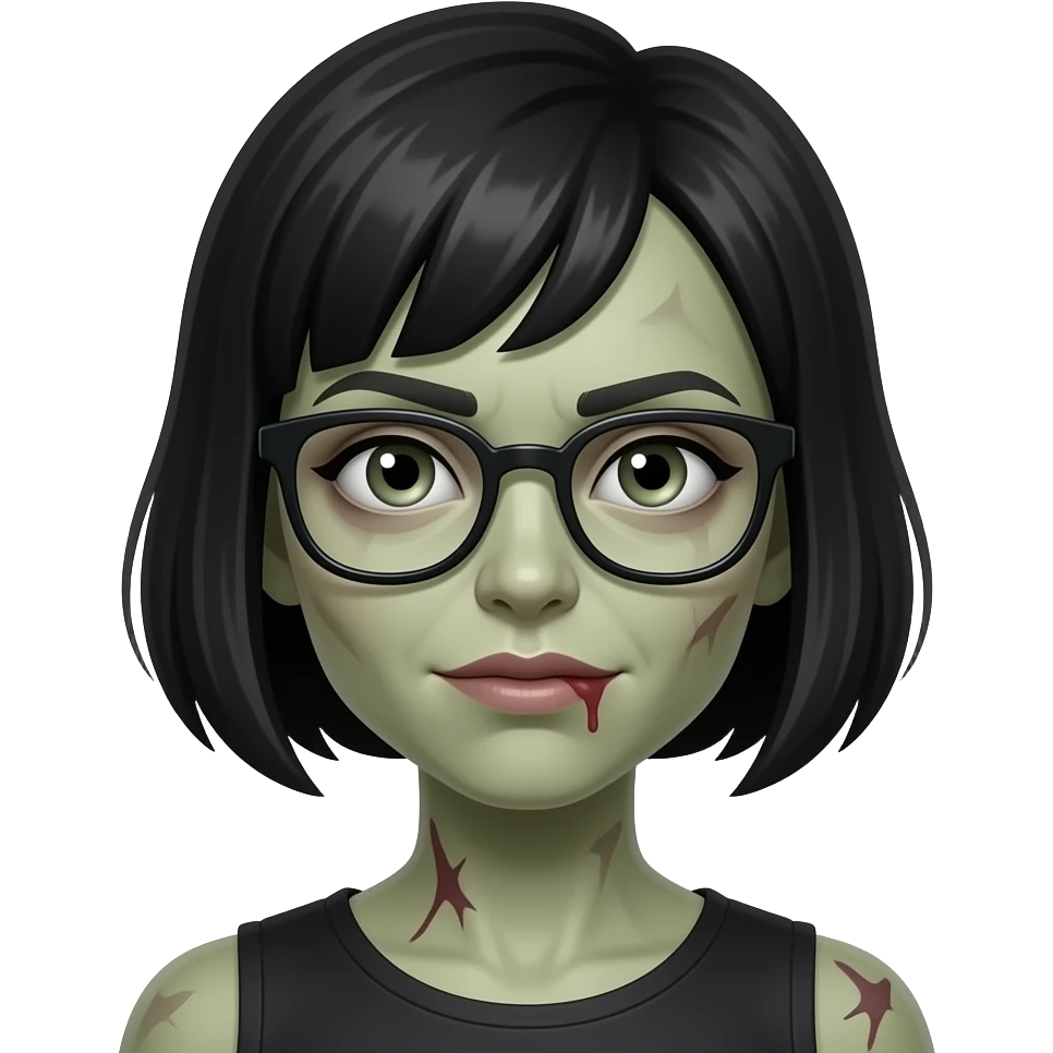 The zombie women with pixie cut and side bang and glasses like that 🧟‍♀️ emoji