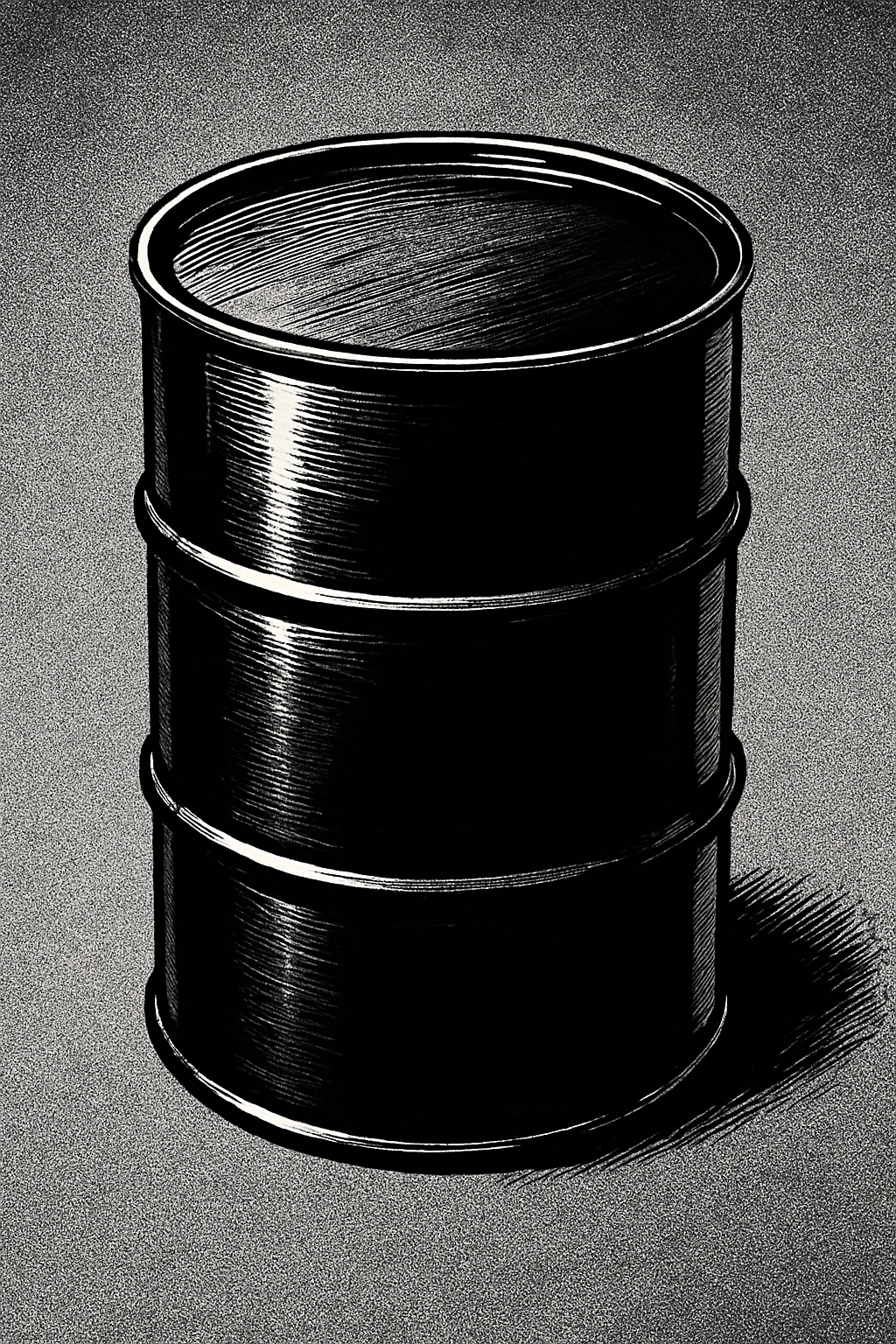 Сгенерируй мне черную бочку в стиле японского комикса на однородном фоне. Она должна .смотреться ебать как стильно. Без рисунка капли. Никаких мазков рядом, только бочка и фон, ничего лишнего emoji