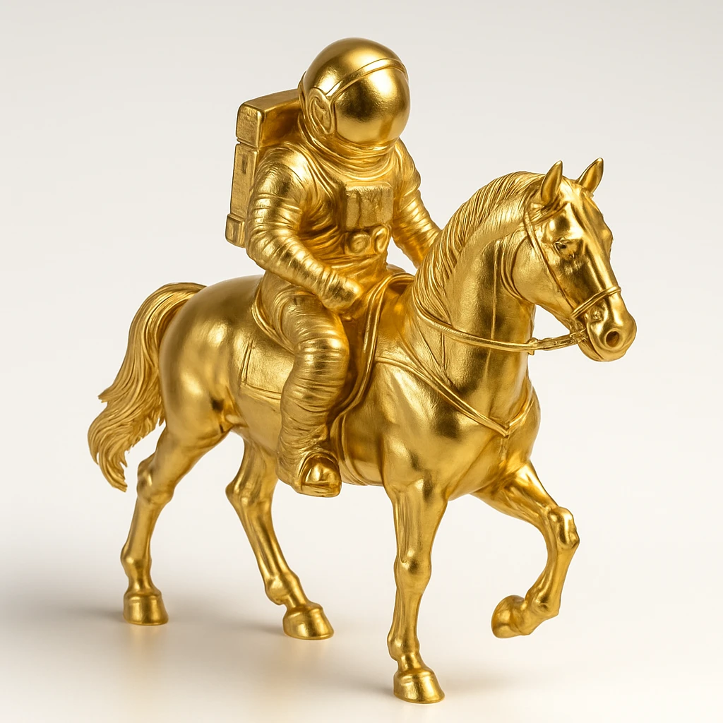 astronaut on horseback with stars in background emoji
