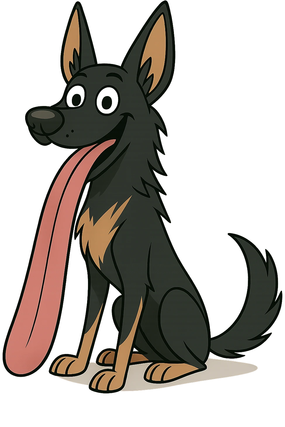 Make the dog's tongue much longer, keep the dog cartoon style, transparent background. emoji