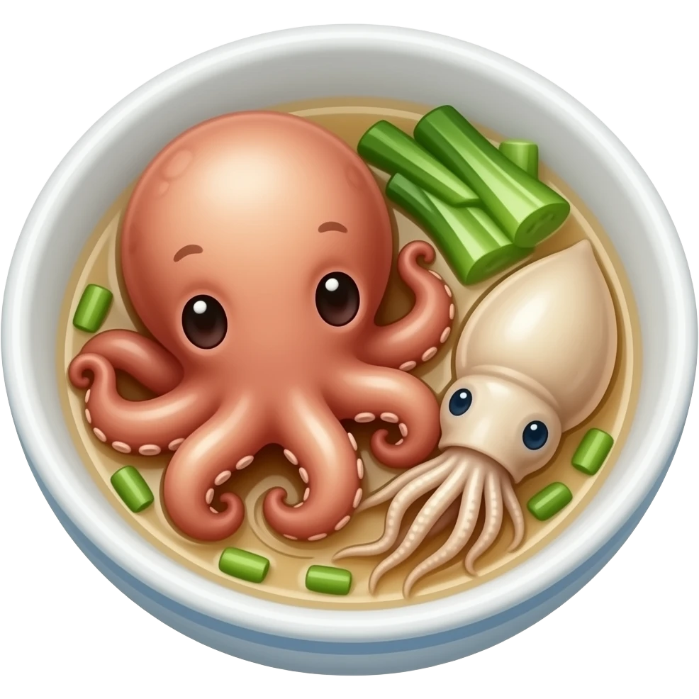 And octopus and squids baby steamed make it a whole one emoji