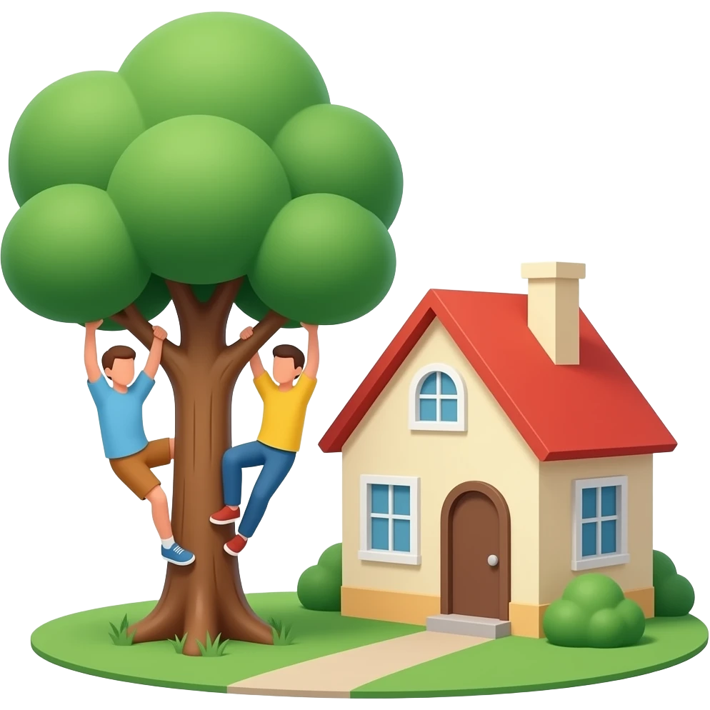 Peara are hanging on tree and house emoji