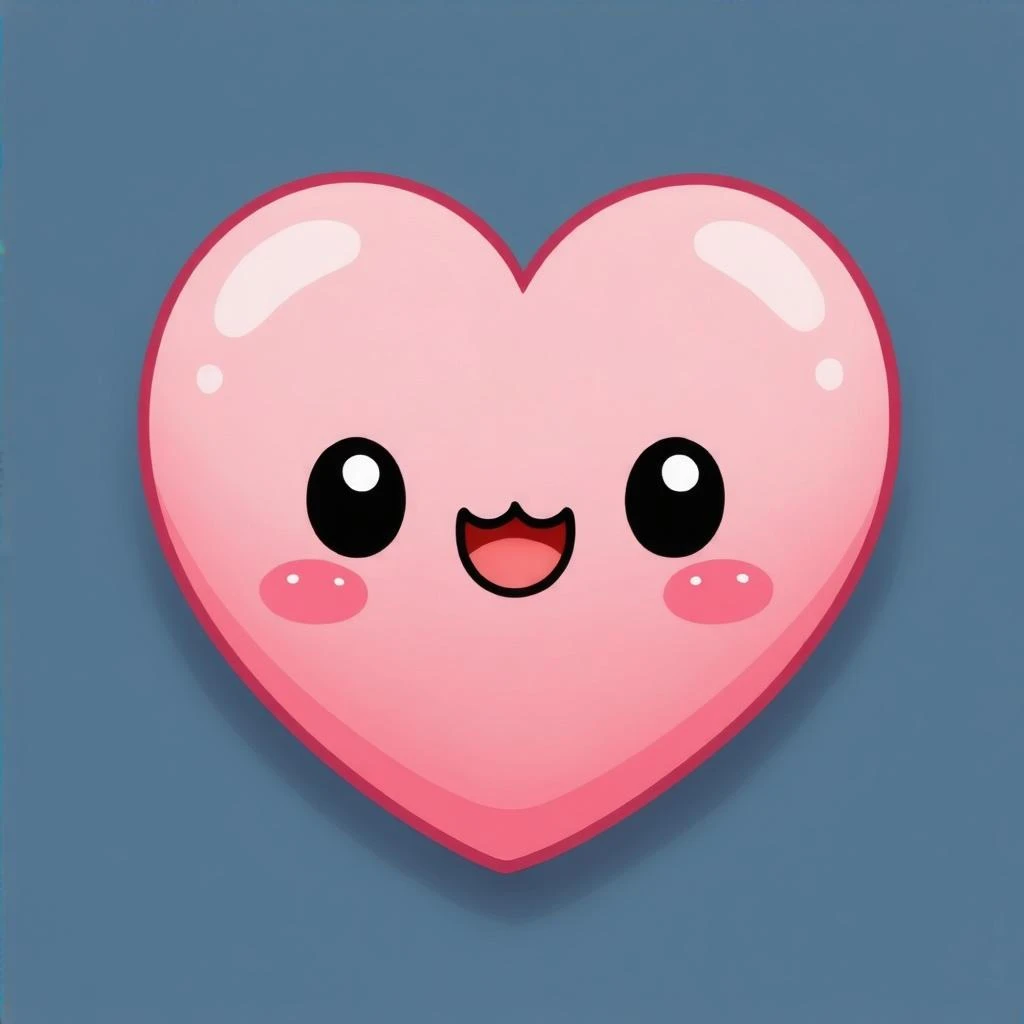 pink heart emoji with a cute face emoji