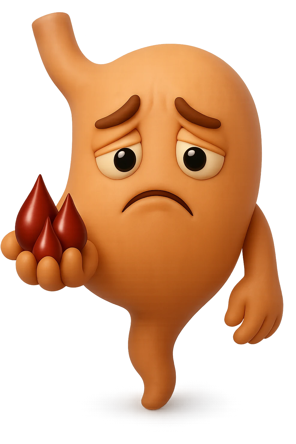 emoji stile iphone 3d di stomaco triste con 3 gocce di sangue 3d in mano, iperrealistiche 4k emoji