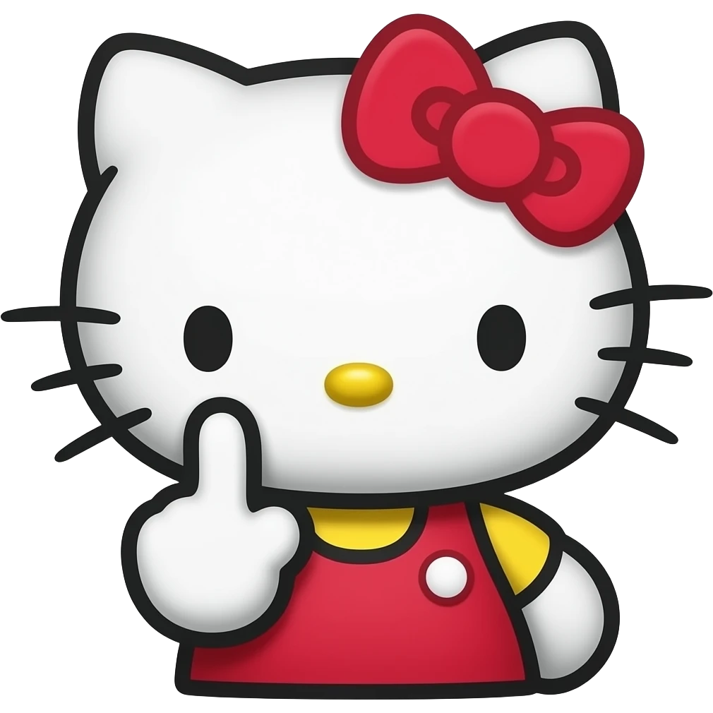 Hello Kitty is giving the middle finger (fuck) emoji