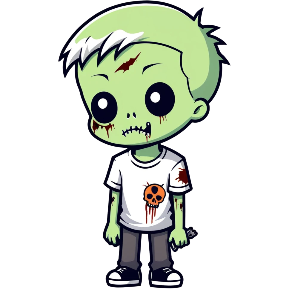 zombie boy with emo hair and white shirt emoji