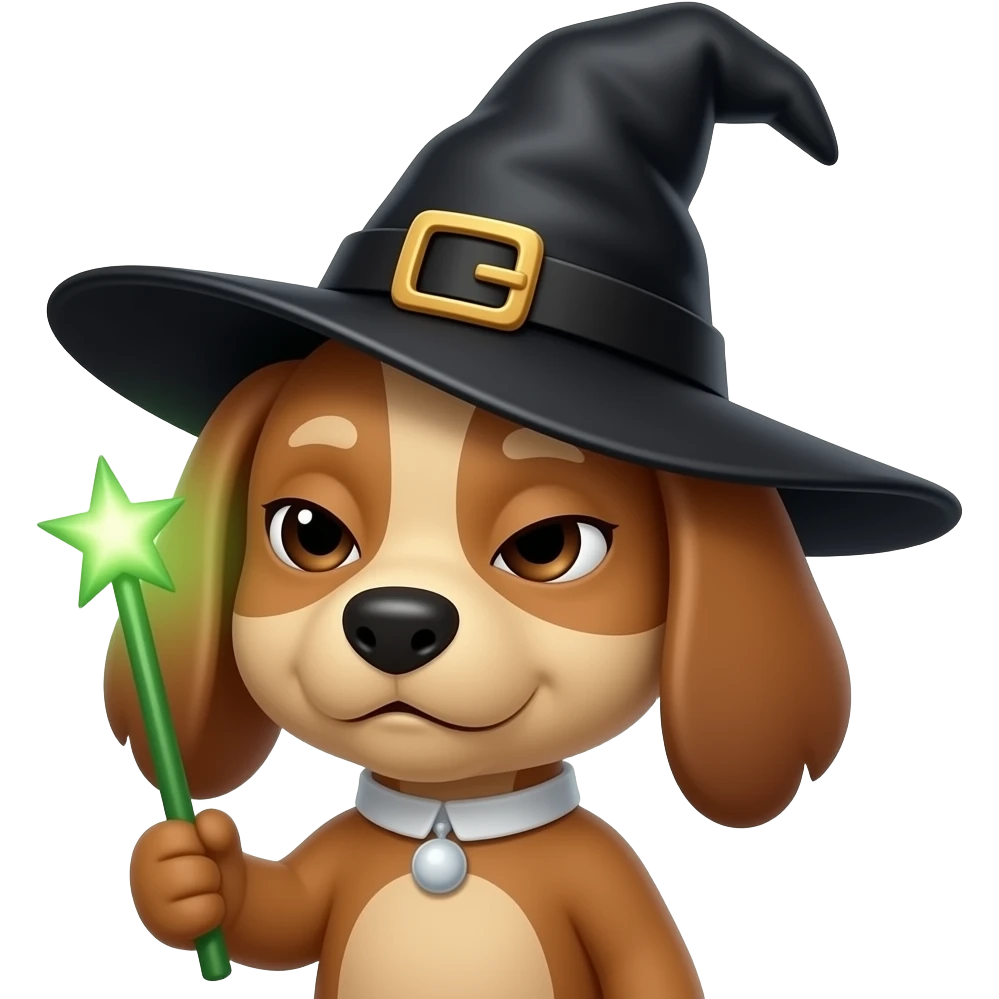 Haz un emoji de ese perro como bruja emoji