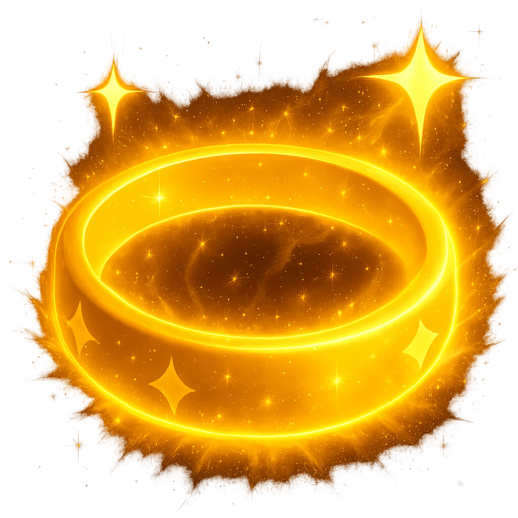 Make the magical yellow bangle glow with a bright magical aura, keeping the background transparent. Enhance the glow effect to look vivid and magical. emoji
